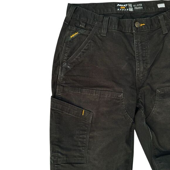 ARIAT Rebar M4 Relaxed Straight Black Jeans Pants 34x32 Durastretch Double Front - Picture 5 of 16